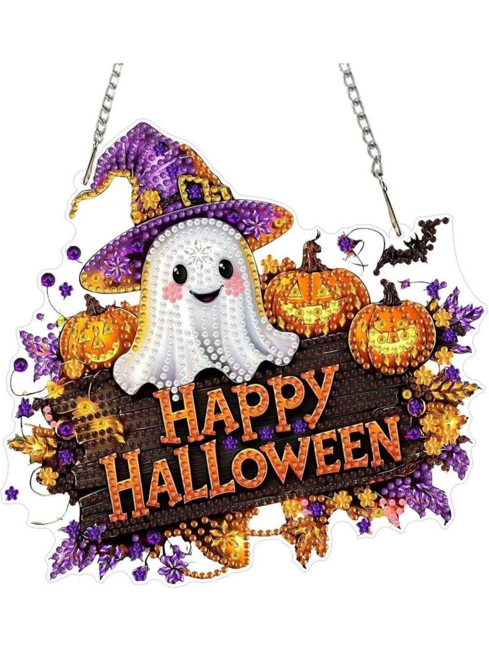 Ghost Diamond Art Hanging Kits White for Adults Halloween Decor Strong Adhesive